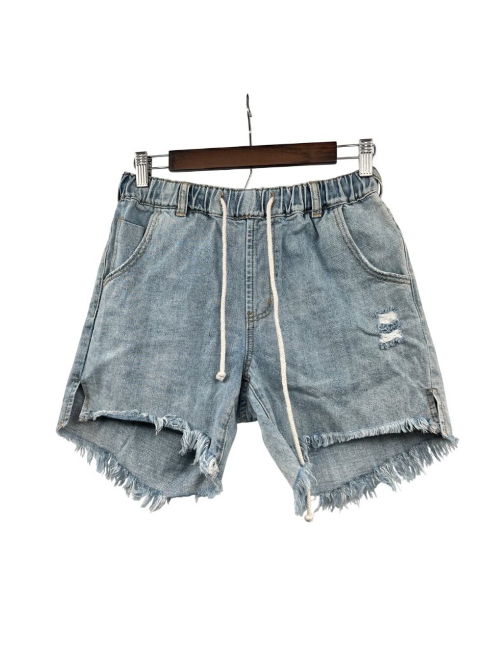 Mustard Seed Womens Cut Off Jean Short Drawstring Distressed Size Small